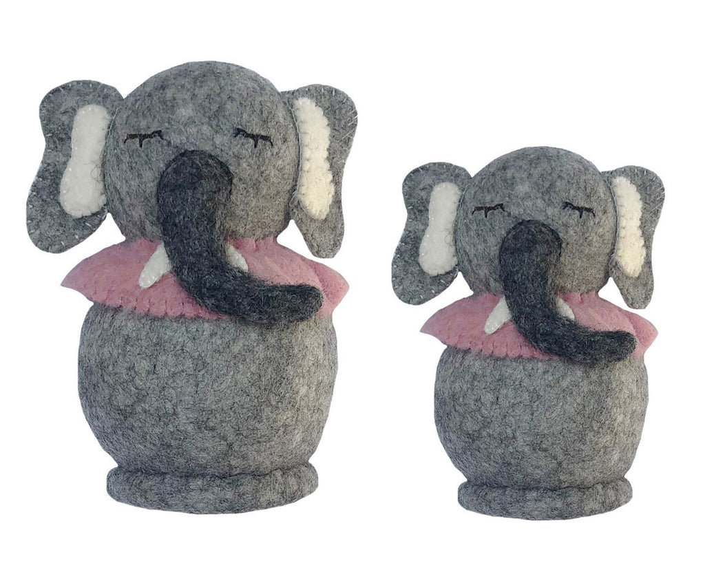 Elefant aus Filz Grau Rosa